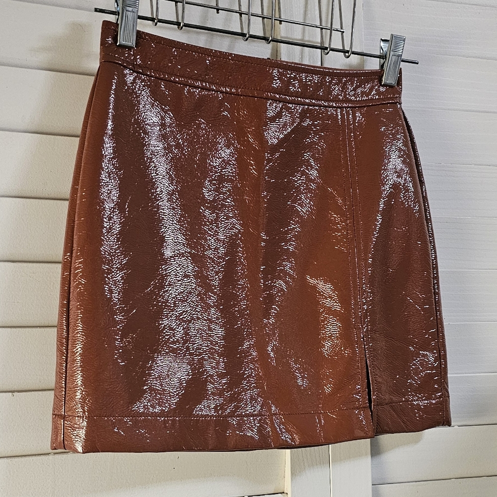 Wilfred Brown Leather Skirt